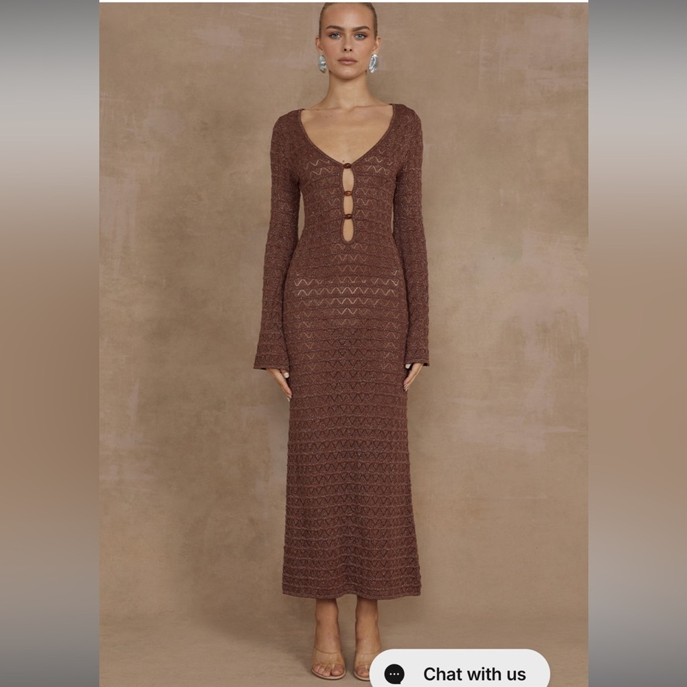 Brown Knit Midi Nya Dress